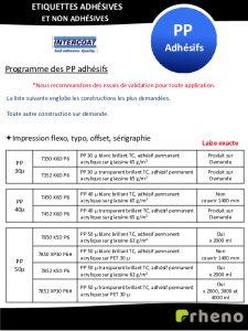 Films PP adhsifs Intercoat et VPF