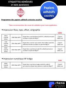 Papiers couchs vinicoles - Intercoat