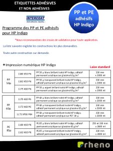 Films PP et PE pour impression HP INDIGO - Intercoat