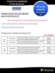 Films  PP et PE pour jet d'encre UV - Intercoat