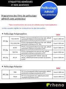 Films de pelliculage adhsifs avec protecteur