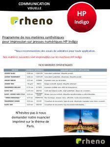 Films Adhsifs Synthtiques pour HP Indigo - Rheno