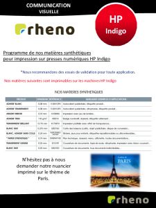 Films Adh�sifs Synth�tiques pour HP Indigo - Rheno